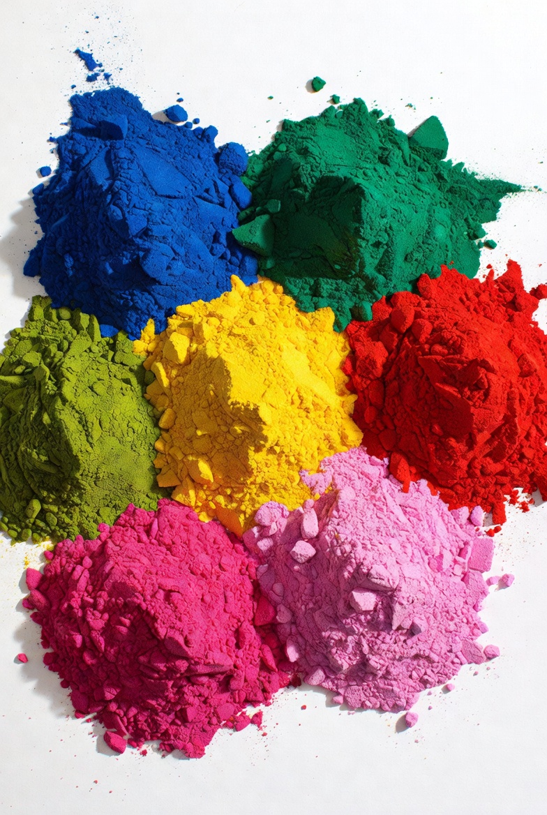 Colorful powder coating powders
